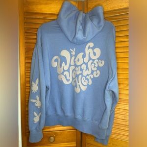 PLAYBOY Mens Size Small Baby Blue Sweatshirt with Graphics
